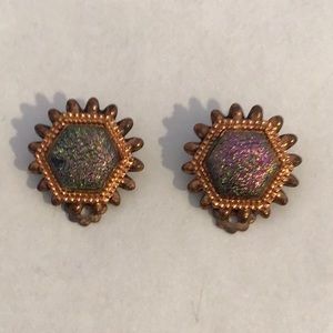 Vintage iridescent clippon earrings.